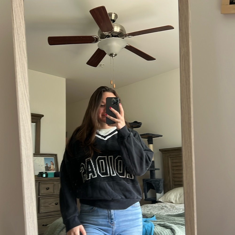 Adidas black and white crew neck